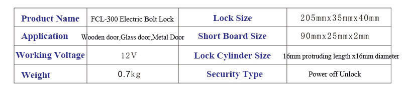 Electric Bolt Lock Product Size