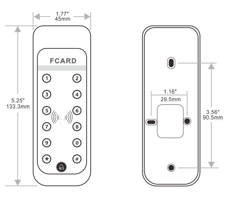 Keyboard RFID Card Reader Size
